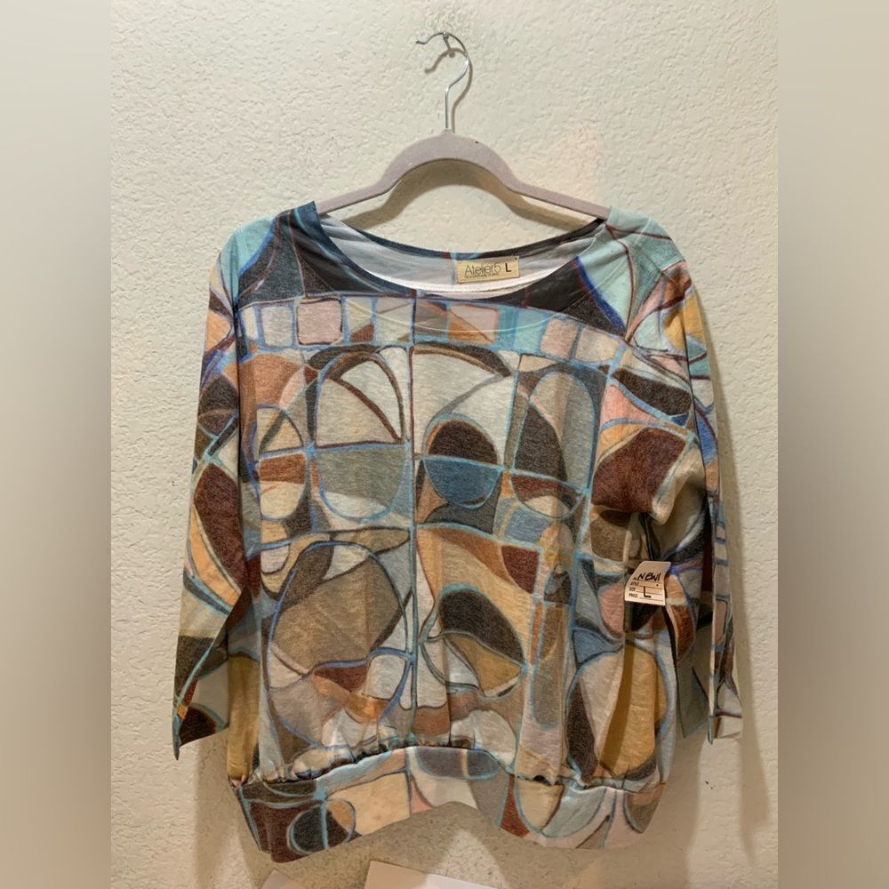 Atelier 5 art to wear 3/4 sleeve by a community of artists size L